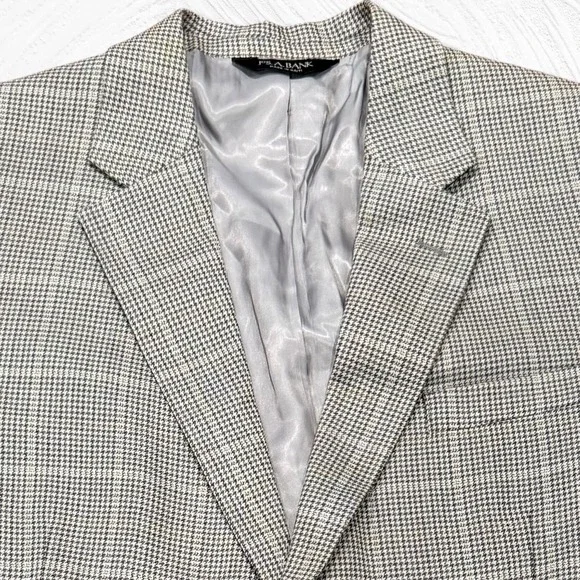 Jos A Bank Executive Blazer Gray Silk Wool 42R Houndstooth Windowpane $395 NWT - Picture 3 of 11